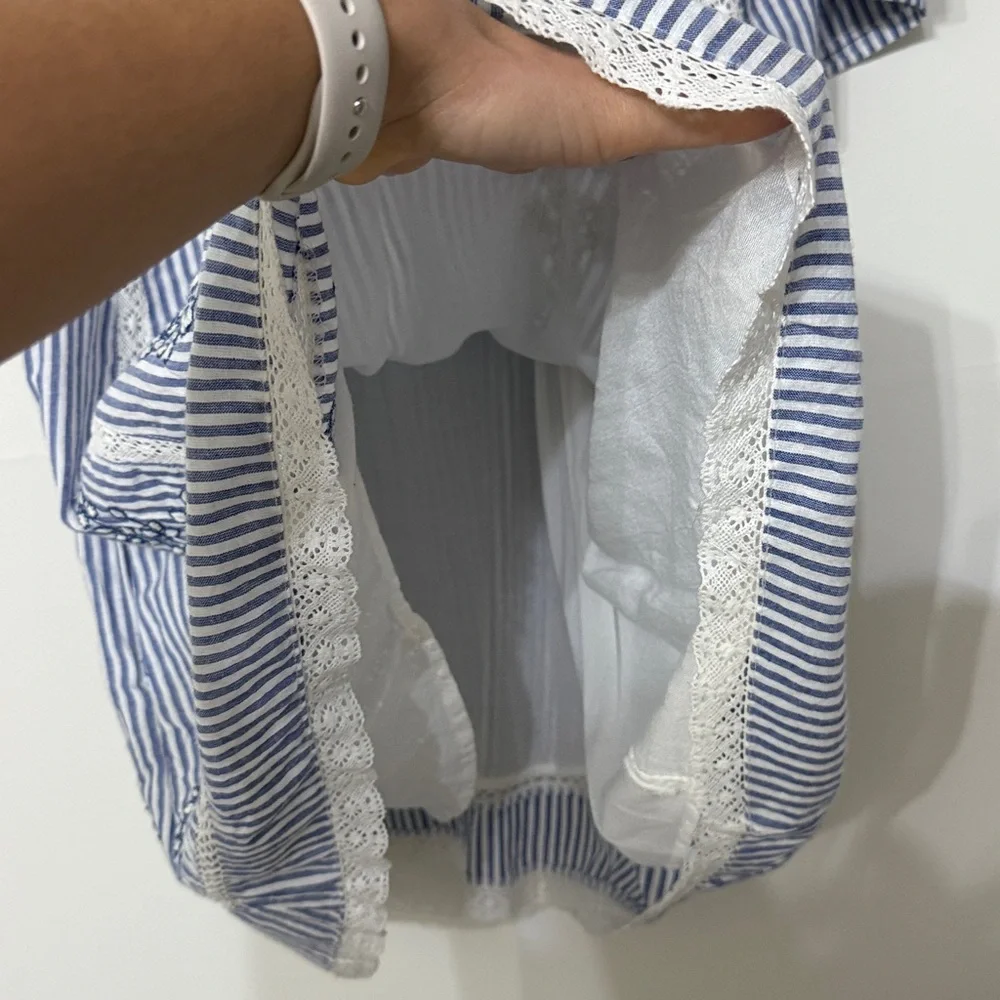 Free People Sunny‎ Days Trapeze Dress Blue White